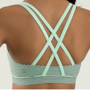 Lululemon Stripped Sports Bra Size 6 Green Black